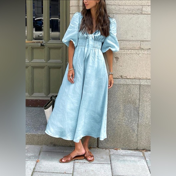 Commense Light Blue Long Sleeve Dress - Picture 1 of 10